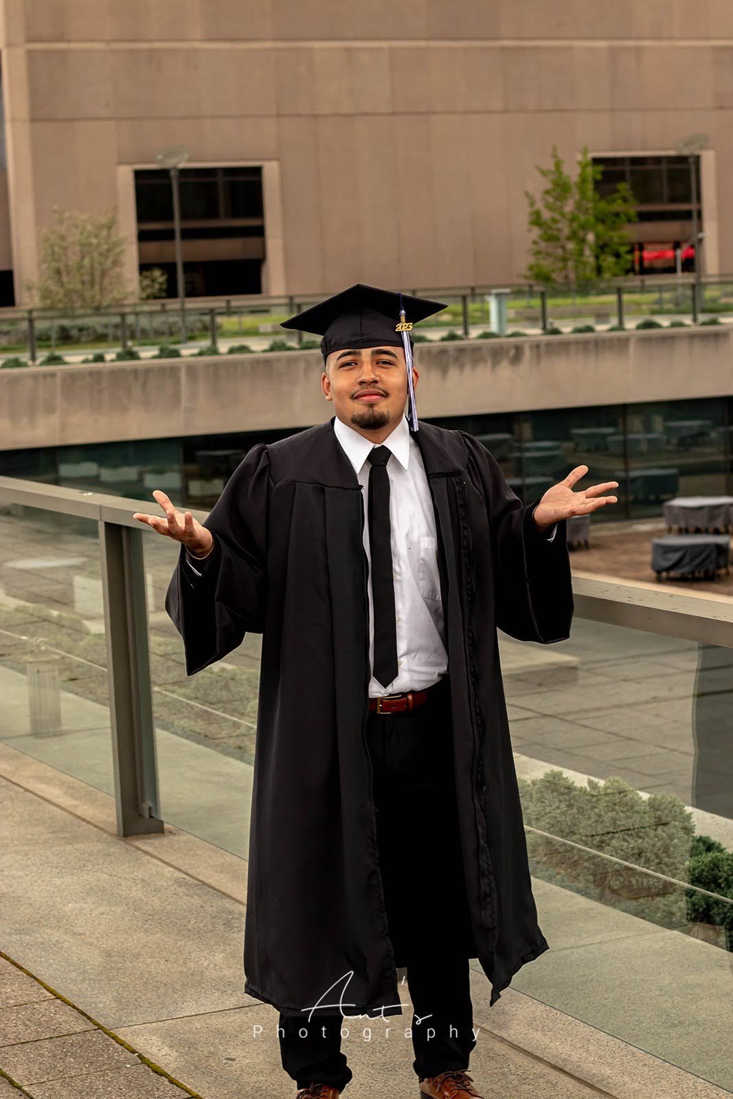Graduation cap and gown portrait
